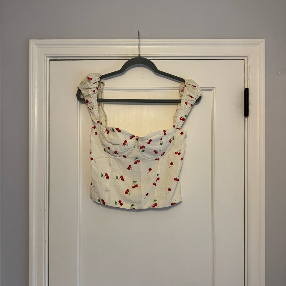 Princess Polly White Cherry Print Blouse
